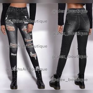 SHEIN High Rise Ripped Skinny Jeans(A008)-Size S (4/27) for Women